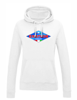 Alternative view of Exatlon Hungary fehér női és férfi kapucnis pulóver