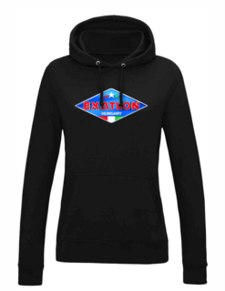 Alternative view of Exatlon Hungary fekete női és férfi kapucnis pulóver